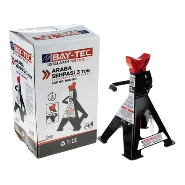 Bay-Tec MK0490 3 Ton 2'li Sehpalı Ayaklı Kriko Standı - Görsel 2