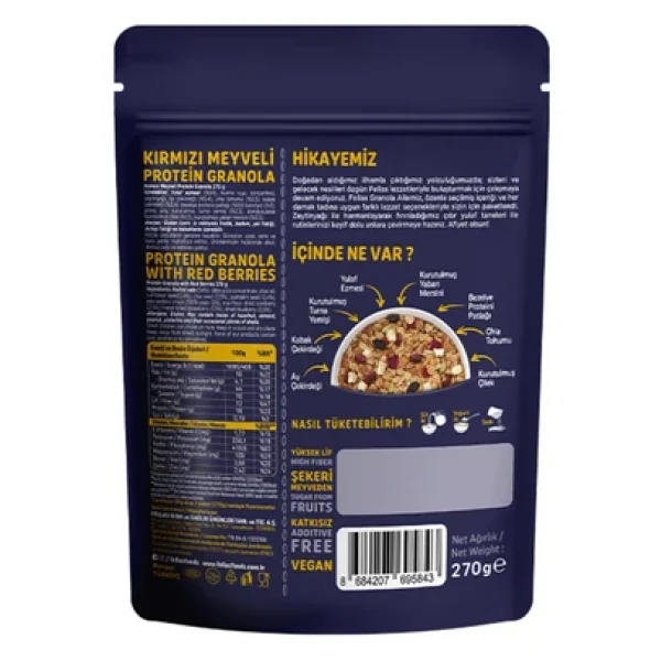 Fellas Protein Granola - Kırmızı Meyveler 270 G 3'lü Paket - Görsel 6