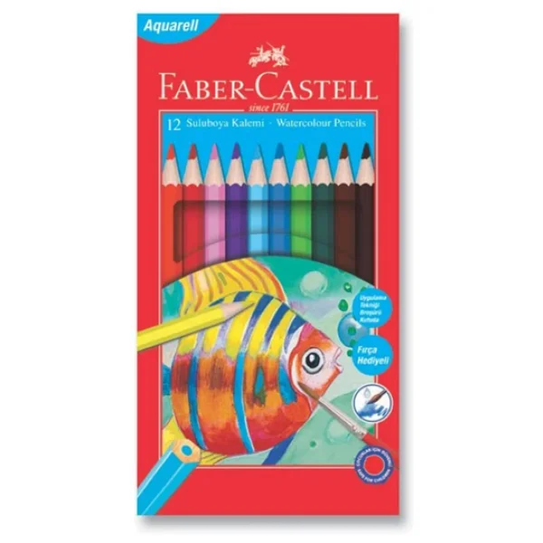 Faber-Castell Aquarell Karton Kutu 12'li Sulu Boya Kalemi - Görsel 6