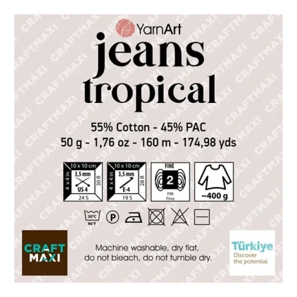 Yarnart Jeans Tropıcal - Ebruli El Örgü Ipi Ebruli-621 - Görsel 2