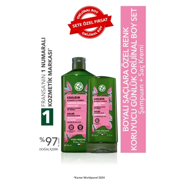 Yves Rocher Boyalı Saçlar Için (COULEUR) Renk Koruyucu Orijinal Boy Şampuan, Saç Kremi Seti - Görsel 4