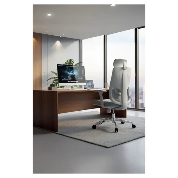Ofisbazaar Atlas Premium Ergonomik Fileli Yönetici Koltuğu Başlıklı Ofis Ve Çalışma Koltuğu Gri - Görsel 6