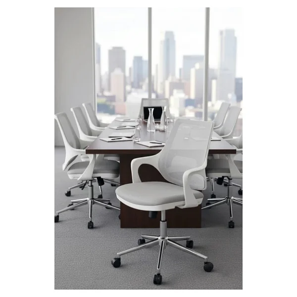 Ofisbazaar Buya Beyaz Fileli Çalışma Koltuğu Ergonomik Şef ve Toplantı Koltuğu Gri - Görsel 6