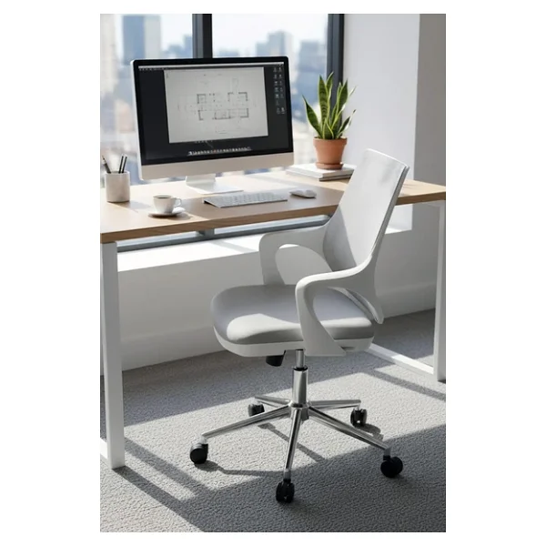 Ofisbazaar Buya Beyaz Fileli Çalışma Koltuğu Ergonomik Şef ve Toplantı Koltuğu Gri - Görsel 7