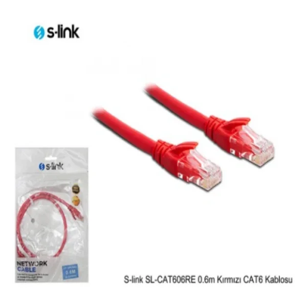 S-link SL-CAT606RE UTP 0.6 m Kırmızı CAT6 Patch Kablo - Görsel 3