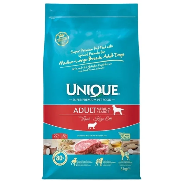 Unique Kuzu Etli 3 kg Orta ve İri Irk Yetişkin Köpek Maması - Görsel 4