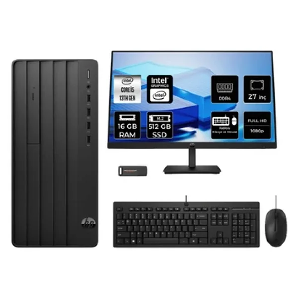HP Pro Tower 290 G9 i5 13400 16GB 512GB SSD FDOS Masaüstü Bilgisayar + 27 Monitör - Görsel 2
