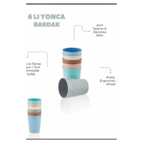 MAKRİ HOME 30 Parça Piknik Seti 6 Kişilik Tabak, Kase, Bardak, Kaşık, Çatal, Plastik - Görsel 5