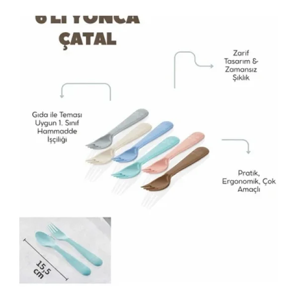 MAKRİ HOME 30 Parça Piknik Seti 6 Kişilik Tabak, Kase, Bardak, Kaşık, Çatal, Plastik - Görsel 6