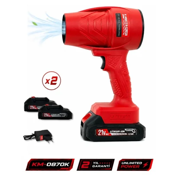 KİMMEER PLUS 21V Turbo Hava Üfleyici Fan, Yaprak Üfleme, Araba ,Cam ,Su Lekeleri Kurulama Fanı - Görsel 3