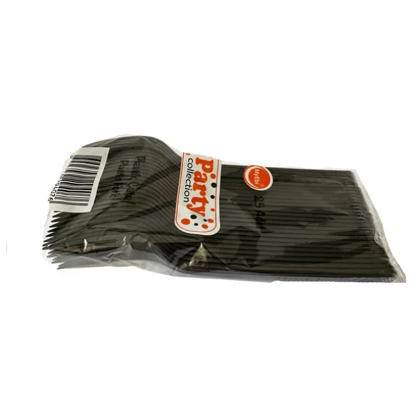 Plastik Çatal Siyah Renkli Parti Piknik Davet Doğum Günü Çatalı - 18 Cm. - 25 Adetlik 3Paket - Görsel 2
