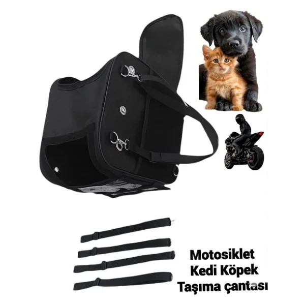 Kedi Köpek Taşıma Motosiklet Çantası - Görsel 4