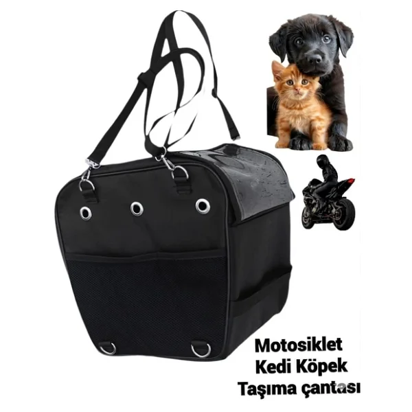 Kedi Köpek Taşıma Motosiklet Çantası - Görsel 5