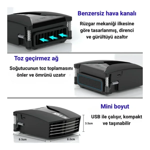 MultiZone 5000RPM Dijital Ekranlı Vakumlu Notebook Soğutucu Ayarlanabilir Fanlı Laptop - Görsel 2