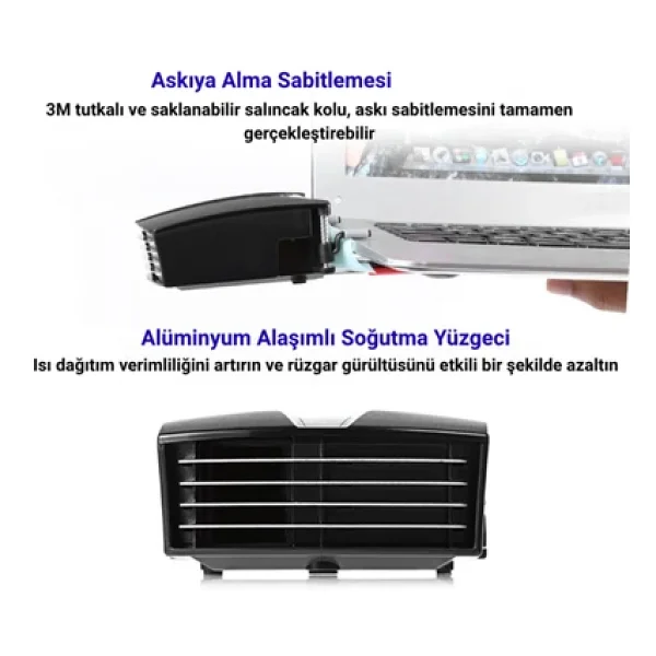 MultiZone 5000RPM Dijital Ekranlı Vakumlu Notebook Soğutucu Ayarlanabilir Fanlı Laptop - Görsel 4