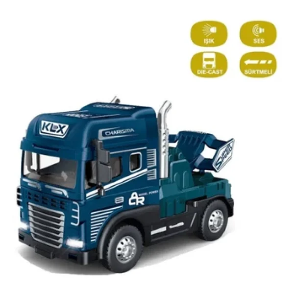 Işıklı Sesli Sürtmeli Çekici Kamyon Die-Cast Oyuncak Araba 15 Cm - Görsel 2