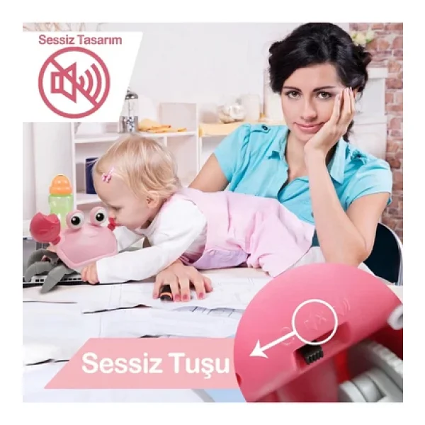 Sensörlü Sesli Ve Işıklı Kaçan Emekleyen Yengeç Eğitici Bebek Oyuncağı - Sessiz Mod Özellikli - Görsel 5