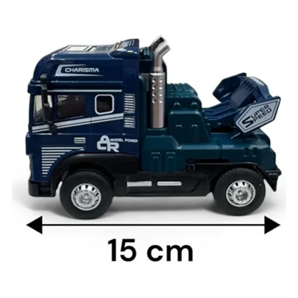 Işıklı Sesli Sürtmeli Çekici Kamyon Die-Cast Oyuncak Araba 15 Cm - Görsel 4