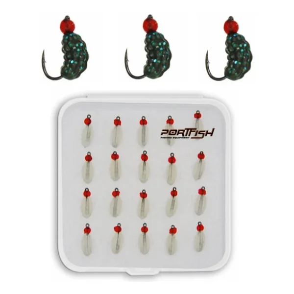 Portfish Kurtcuk Silikon Yem 20 Li Paket Renk: Koyu Yeşil - Görsel 2