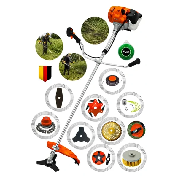 Lieber German 10 Pcs Full Setli Yan Tipi Benzinli Ot Çalı Çim Biçme Tırpan Makinesi - Görsel 3