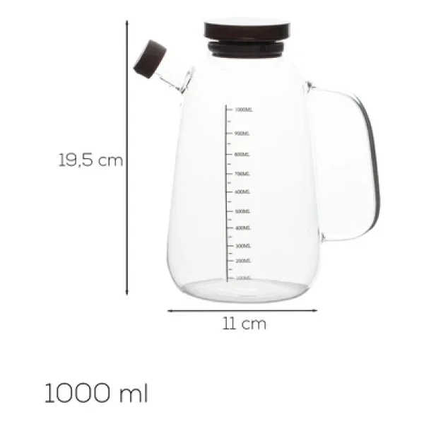 Porsima LM-0109 Livra Kapaklı Borosilikat Cam Yağlık Sirkelik Yağdanlık 1000ml - Görsel 3