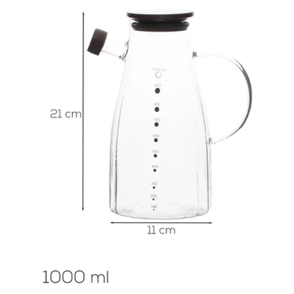 Porsima LM-0053 Alvera Kapaklı Borosilikat Cam Yağlık Sirkelik Yağdanlık 1000ml - Görsel 3
