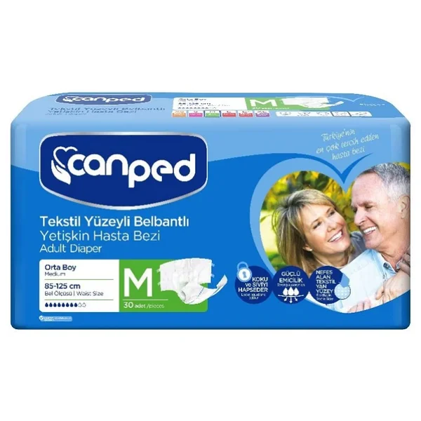 Canped Tekstil Yüzeyli Belbantlı Orta Boy M 30'lu Hasta Bezi - Görsel 8