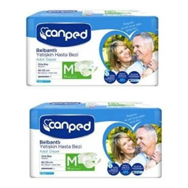 Canped Tekstil Yüzeyli Belbantlı Orta Boy M 30'lu 2 Adet Hasta Bezi - Görsel 4