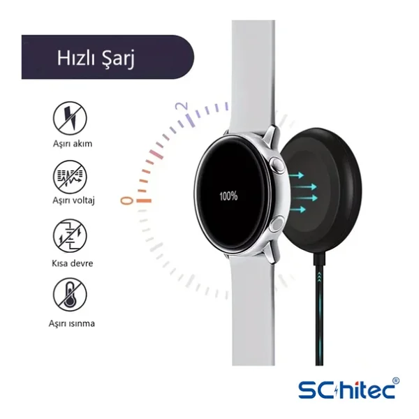 ScHitec Samsung Watch 4 - Watch 5 - Watch 6 Uyumlu UsbA Çıkışlı Fast Wireless Charge Hızlı Kablosuz Akıllı Saat Şarj Cihazı - Görsel 6