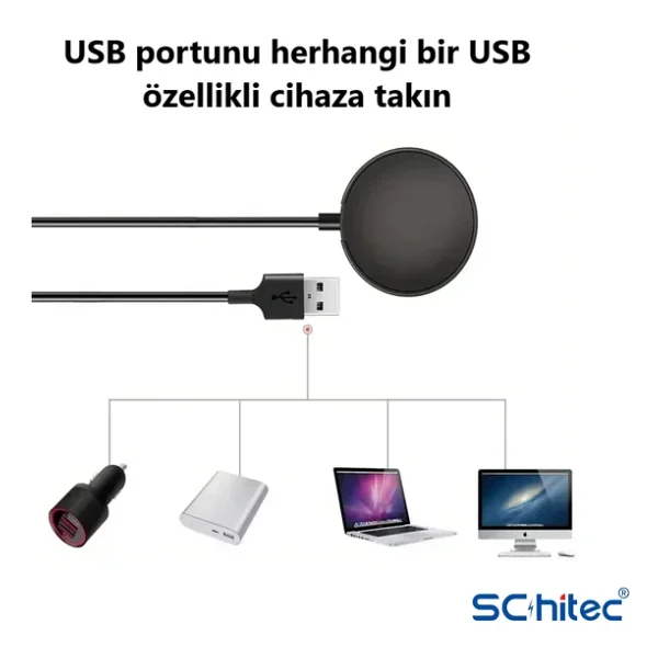 ScHitec Samsung Watch 4 - Watch 5 - Watch 6 Uyumlu UsbA Çıkışlı Fast Wireless Charge Hızlı Kablosuz Akıllı Saat Şarj Cihazı - Görsel 5