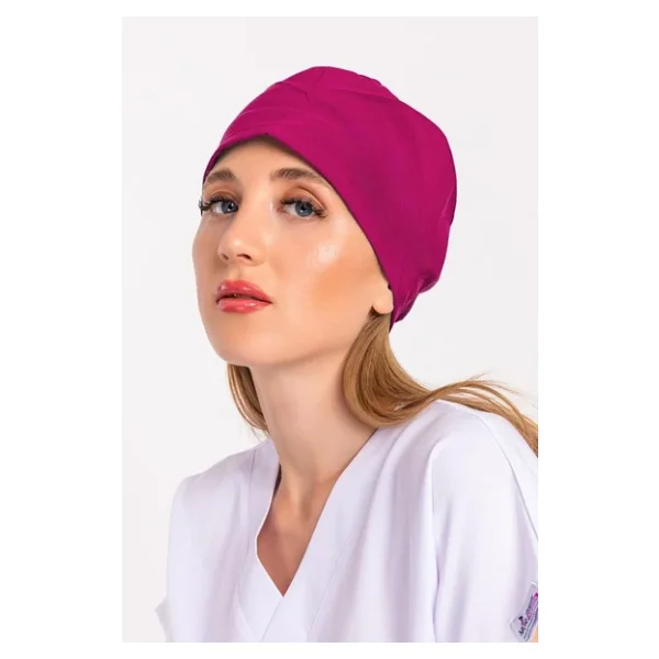 Unisex Düz Koyu Pembe Doktor Hemşire Hastane Medikal Cerrahi Bonesi Pembe - Görsel 3
