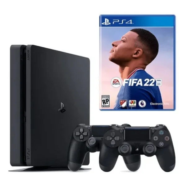 Sony Playstation 4 Slim 500 GB + 2. PS4 Kol + PS4 Fifa 2022 - Görsel 2