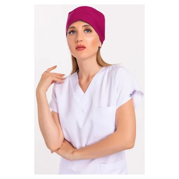 Unisex Düz Koyu Pembe Doktor Hemşire Hastane Medikal Cerrahi Bonesi Pembe - Görsel 2