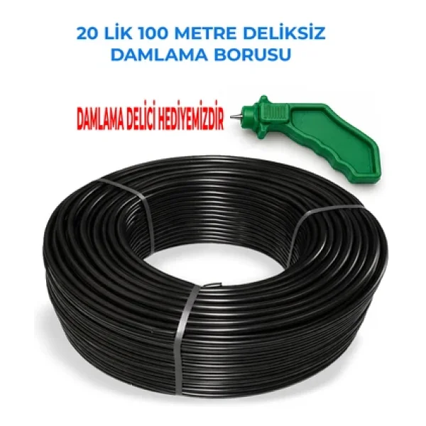 20 'Lik 100 Metre Deliksiz Damlama Hortumu Basınca Dayanıklı Bahçe Sulama (Damlama Delici Hediyeli) - Görsel 3