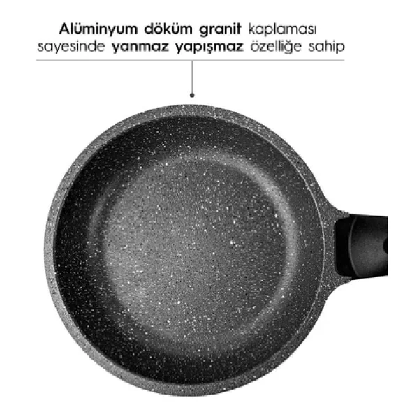 Nehir 3'lü Döküm Granit Tava Seti - Görsel 7