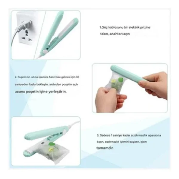Bastore Mini Poşet Ağzı Yapıştırma Makinesi Isıtmalı Isı Presli Poşet Ambalaj Kapatıcı - Görsel 7