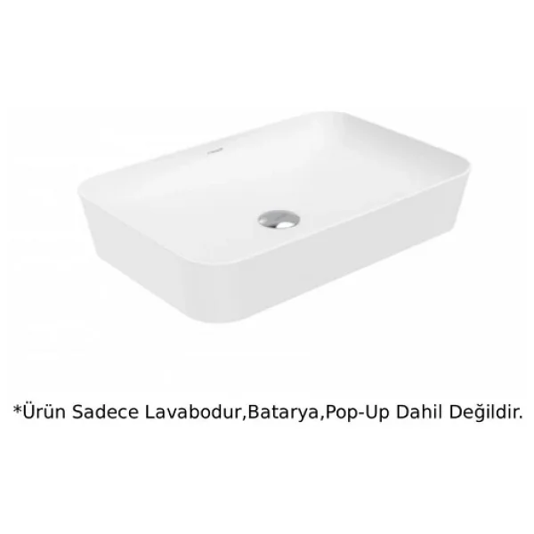 Creavit UL060 Ultra Dikdörtgen Çanak Lavabo 60 cm - Beyaz - Görsel 4