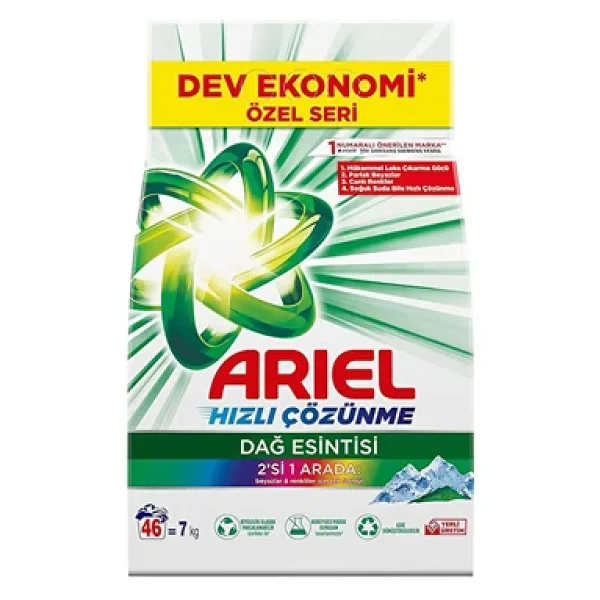 Ariel Dağ Esintisi Beyazlar ve Renkliler için 7 kg Toz Deterjan - Görsel 2