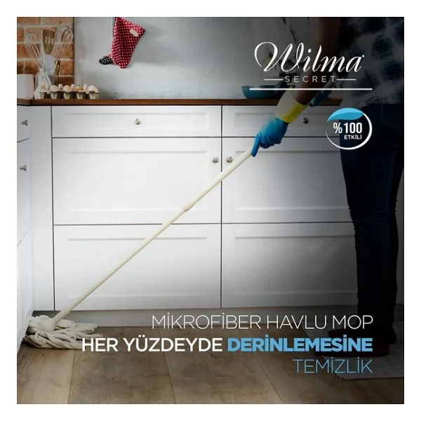Wilma Secret Ultra Lüks Mikrofiber Mop Ucu - Vileda Mop Ucu 2 Adet Mavi - Görsel 7