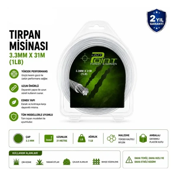 Algaride Lastpoınt 3.3Mm X 31M Profesyonel Tırpan Misinası Dayanıklı Nylon Çim Ve Ot Kesim Teli - Görsel 2
