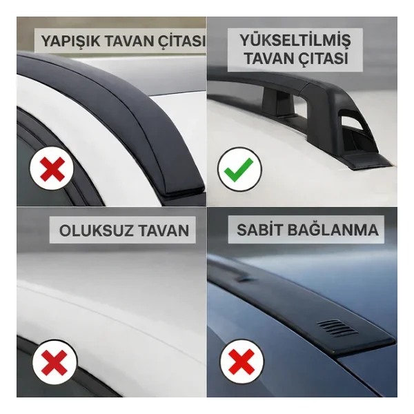 Today Auto Venüs Peugeot 306 Station Wagon (1993-2001) Uyumlu Siyah Ara Atkı Port Bagaj Tavan Barı - Görsel 8