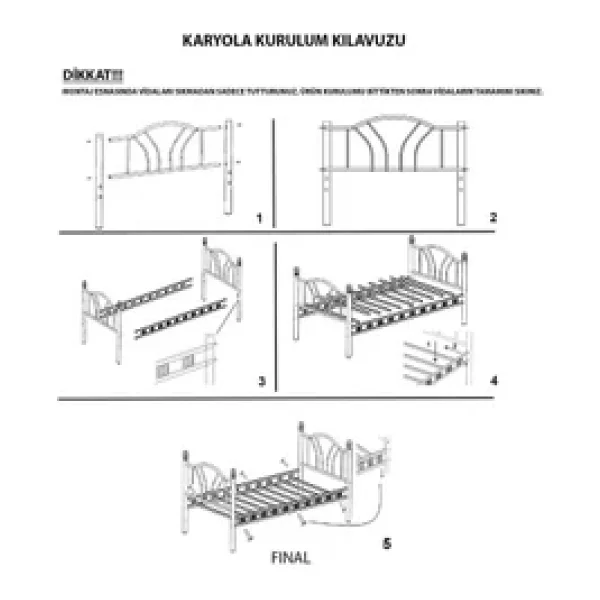 Argimo Stella Sultan Başlıklı Çift Kişilik Ferforje Metal Karyola (Cibinliksiz) Siyah Karyola - Görsel 9