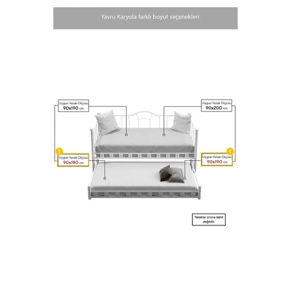Argimo Kamelya Yavrulu Daybed Sedir Beyaz Karyola - Görsel 8