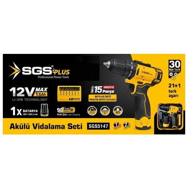 Sgs SGS5147 Tek Akülü 1.5 Ah Vidalama Makinesi - Görsel 2