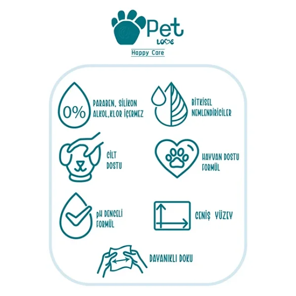 3 Adet Petlove Evcil Hayvan Temizleme Mendili 60'Lı - Görsel 5