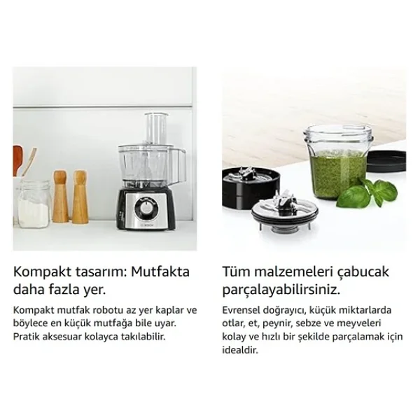 Bosch 50 Fonksiyonlu Hamur Yoğurma Smoothie Rende Öğütücü Doğrayıcı Hepsi Bir Arada Mutfak Robotu - Görsel 4