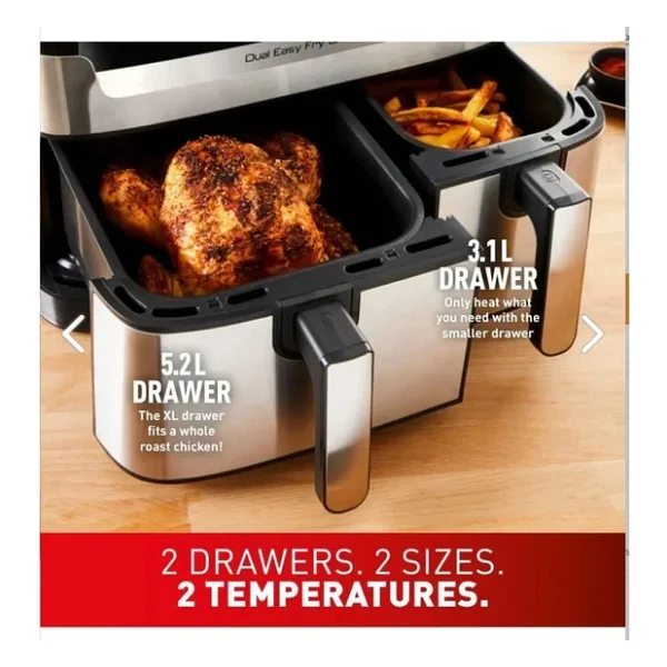 TEFAL İkili Hazne Izgara Yemek , Kızarma Yüksek Kaliteli Easy Fry & Grill İki Sepetli Yağsız XXL Fritöz - Görsel 7
