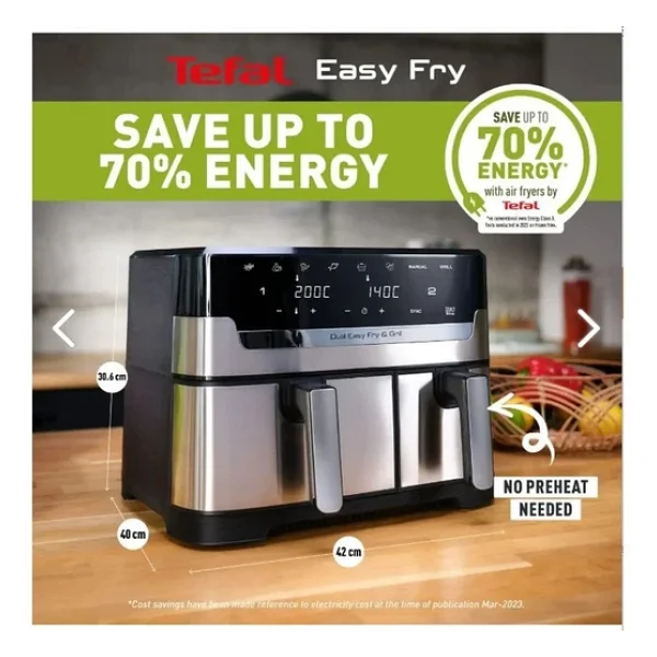 TEFAL İkili Hazne Izgara Yemek , Kızarma Yüksek Kaliteli Easy Fry & Grill İki Sepetli Yağsız XXL Fritöz - Görsel 6