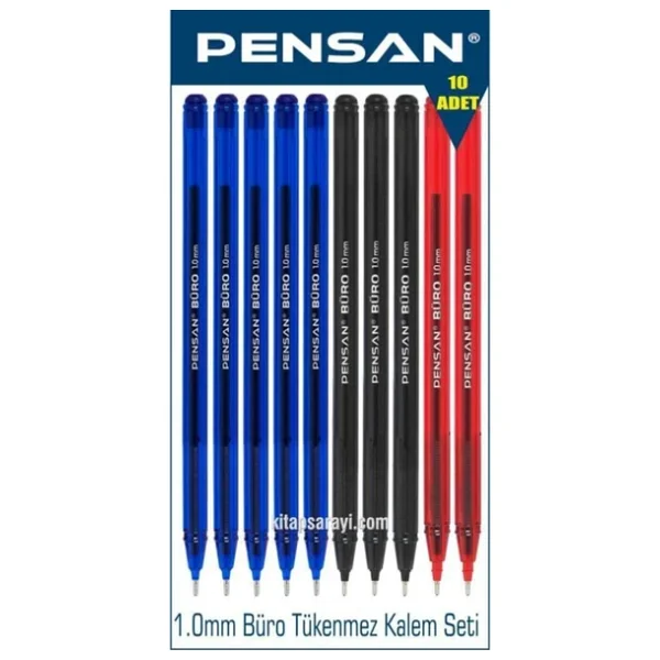 PENSAN Büro 1.0 mm Tükenmez Kalem Seti 10 Adet - Görsel 6