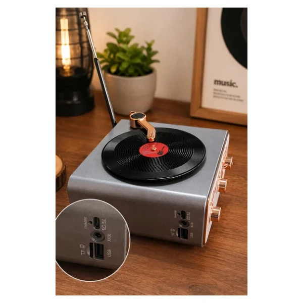 Meier Md-1217Bt Gri Nostaljik Görünümlü Bluetooth Hoparlör Ve 3 Bantlı Şarjlı Radyo - Görsel 4